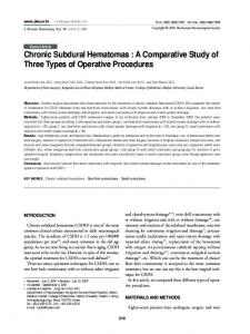 Chronic Subdural Hematomas : A Comparative ... - KoreaMed Synapse
