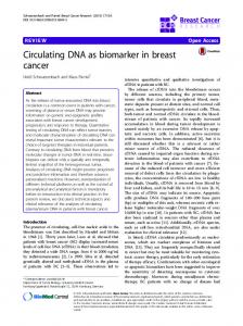 Circulating DNA as biomarker in breast cancer