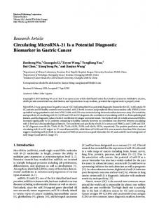 Circulating MicroRNA-21 Is a Potential Diagnostic Biomarker in ...