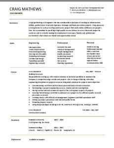 Civil Engineering resume CV examples, job description
