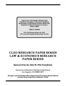 cleo research paper series law & economics research paper series