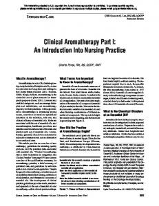 Clinical Aromatherapy Part I: An Introduction Into Nursing Practice