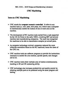 CNC Machining Intro To CNC Machining
