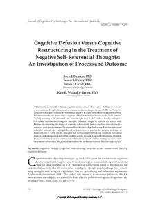 Cognitive Defusion - Semantic Scholar