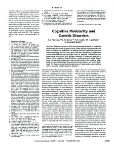 Cognitive Modularity and Genetic Disorders - Semantic Scholar