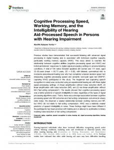 Cognitive Processing Speed, Working Memory