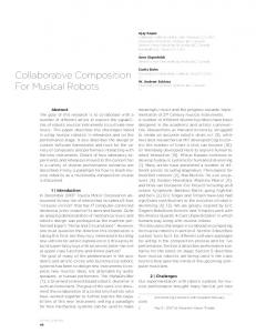 Collaborative Composition For Musical Robots - CiteSeerX