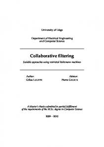 Collaborative filtering - Montefiore Institute ULg