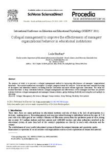 Collegial management to improve the effectiveness of ... - Science Direct