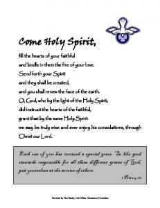 Come Holy Spirit, - Diocese of Columbus