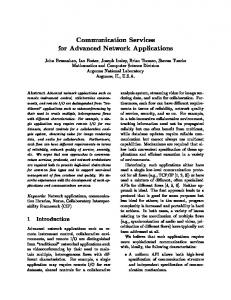 Communication Services for Advanced Network ... - Globus Toolkit