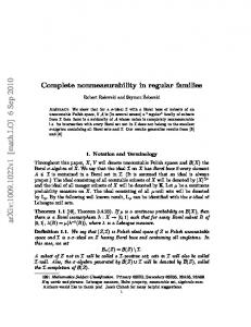 Complete nonmeasurability in regular families