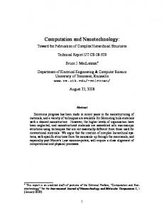 Computation and Nanotechnology - Semantic Scholar