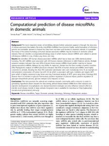 Computational prediction of disease microRNAs in domestic animals ...
