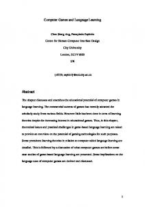 Computer Games and Language Learning Abstract - CiteSeerX