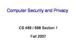 Computer Security and Privacy - Cryptography, Security, and ...