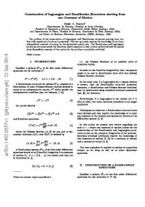 Construction of Lagrangian and Hamiltonian Structures starting from ...