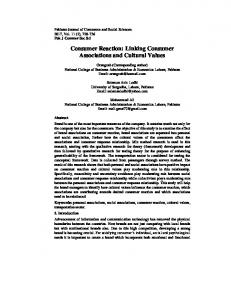 Consumer Reaction: Linking Consumer Associations and Cultural ...