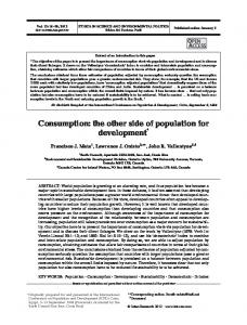 Consumption: the other side of population for ... - Inter Research