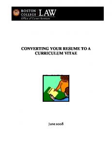 CONVERTING YOUR RESUME TO A CURRICULUM VITAE