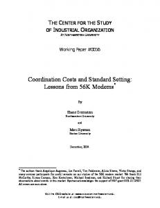 Coordination Costs and Standard Setting - Northwestern University