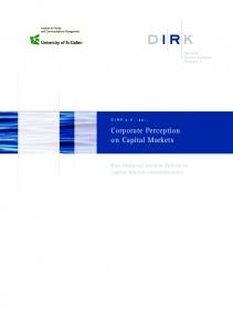 Corporate Perception on Capital Markets