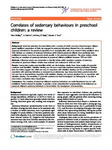 Correlates of sedentary behaviours in preschool