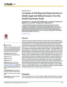 Correlates of Self-Reported Sleep Duration in
