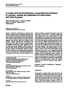 Correlates of Sexual Risk Behaviors Among High School Students in ...