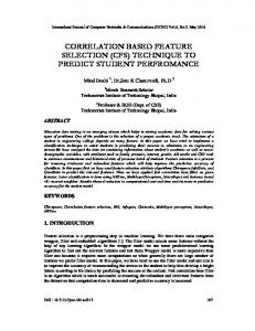 correlation based feature selection (cfs) technique
