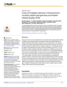 Costs of multiple sclerosis in Panama from societal, patient ... - Plos