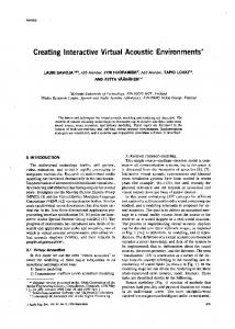 Creating Interactive Virtual Acoustic Environments - UNC Gamma