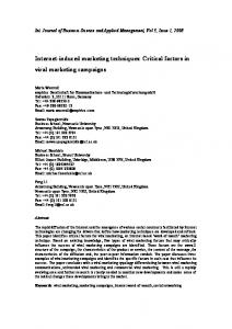 Critical factors in viral marketing campaigns - International Journal of