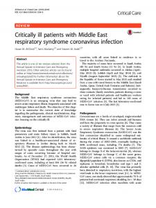 Critically ill patients with Middle East respiratory ... - Springer Link