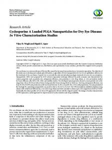 Cyclosporine A Loaded PLGA Nanoparticles for Dry Eye Disease: In ...