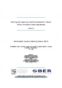 Defining and measuring informal employment in South Africa: A ...