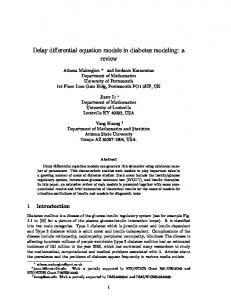 Delay differential equation models in diabetes ... - Semantic Scholar