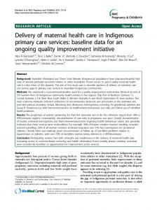 Delivery of maternal health care in Indigenous
