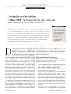 Dentin Hypersensitivity: Differential Diagnosis, Tests ...