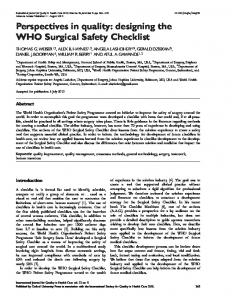 designing the WHO Surgical Safety Checklist - Oxford Academic