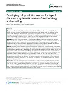 Developing risk prediction models for type 2 diabetes - Semantic Scholar