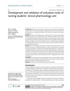 Development and validation of evaluation tools of ... - Semantic Scholar