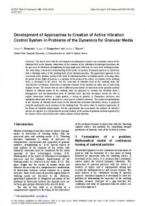 Development of Approaches to Creation of Active Vibration Control