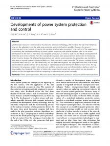 Developments of power system protection and control