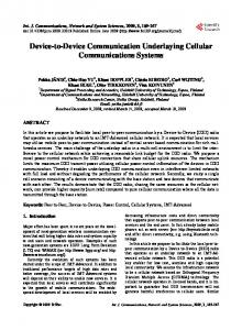 Device-to-Device Communication Underlaying Cellular ... - CiteSeerX