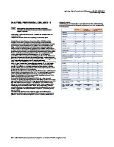 dialysis. peritoneal dialysis - 2