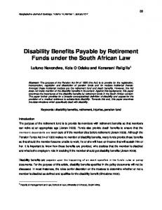 Disability Benefits Payable by Retirement Funds under the South ...