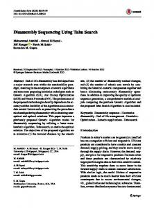 Disassembly Sequencing Using Tabu Search - Springer Link