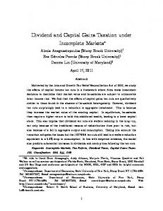 Dividend and Capital Gains Taxation under Incomplete Markets - NYU