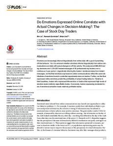 Do Emotions Expressed Online Correlate with Actual Changes in ...